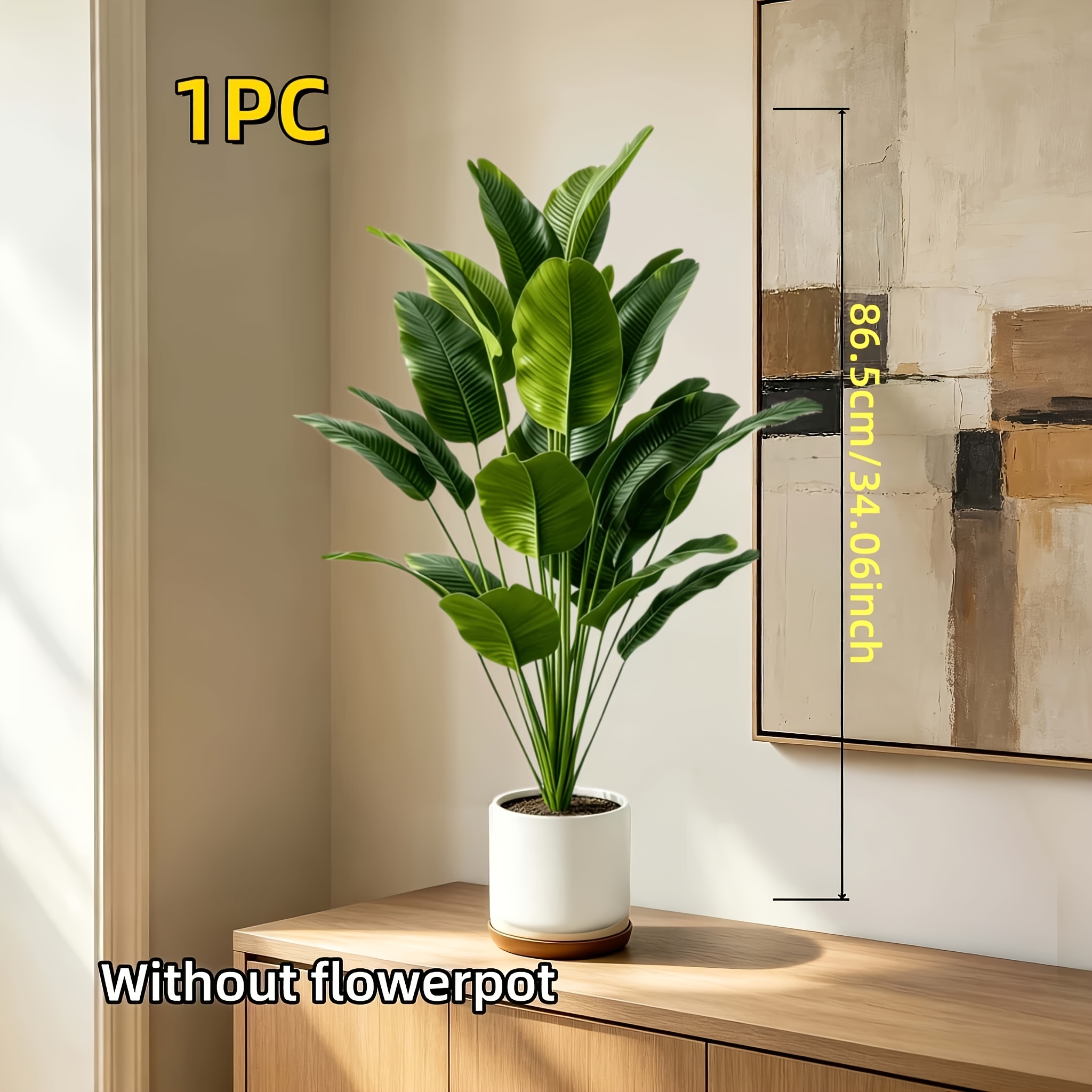 TEMU Extra Large High-quality Artificial , Indoor And Outdoor Use, Home And Kitchen Decor, Realistic Green Leaves Suitable For Home, Office, Garden,