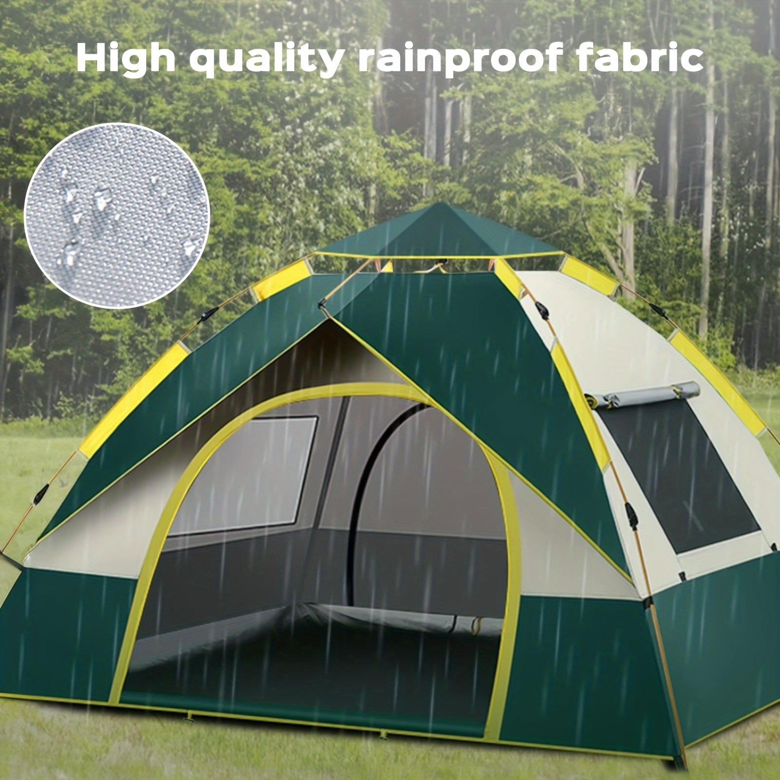   automatic instant setup camping tent 1 3 3 4 person   tent with dual doors mesh windows windproof lightweight green beige tent for camping hiking hunting travel outdoor shelter campers accessories camping tent gift