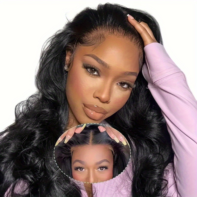 180 density glueless human hair wig preplucked - Temu display picture 1