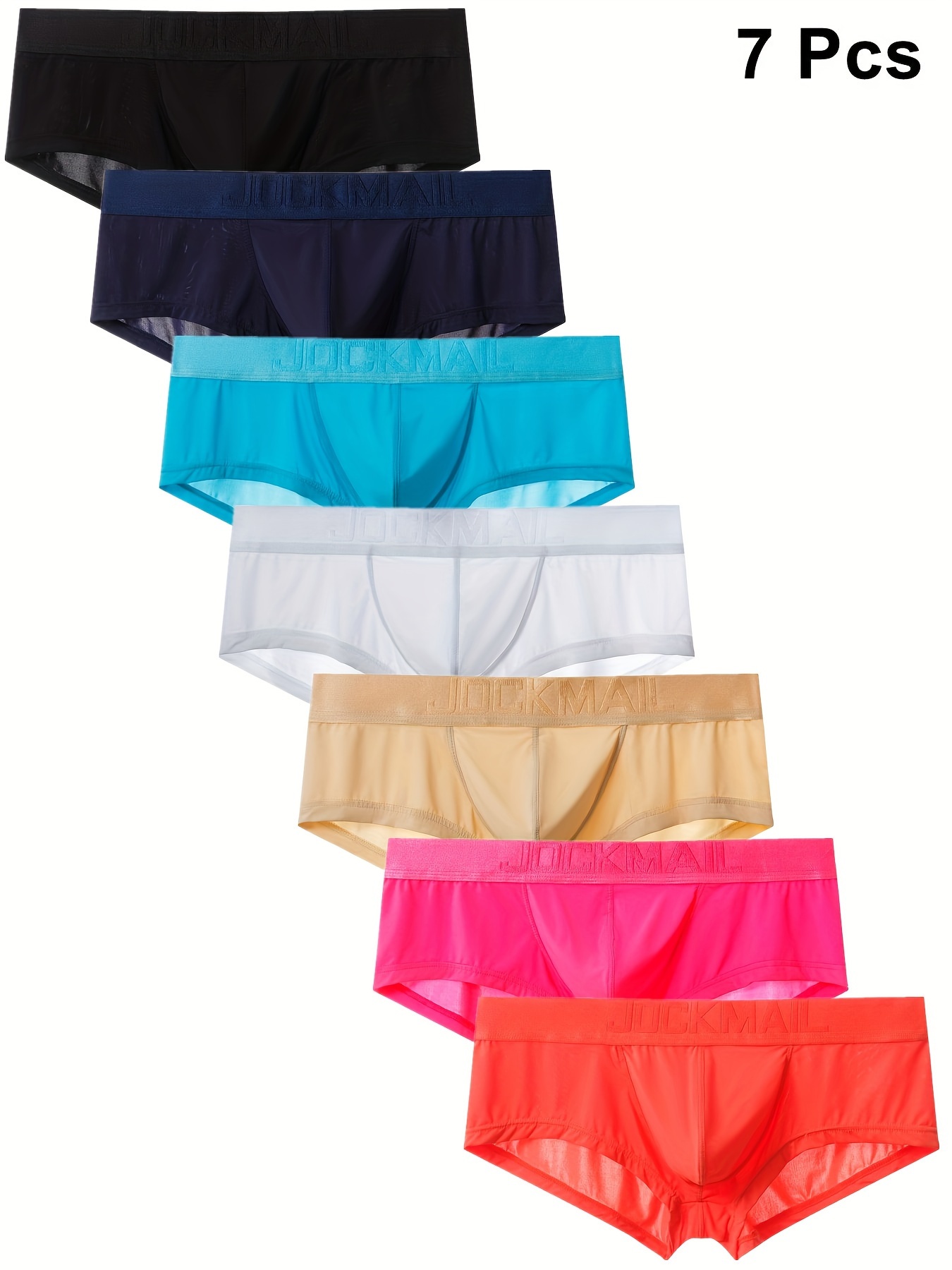 7pcs   mens quick dry boxer briefs ultra thin low   underwear stretchy semi sheer trunks for gym travel everyday multi color black navy teal white golden pink red ideal for athletic casual wear boxer shorts smooth texture fabric
