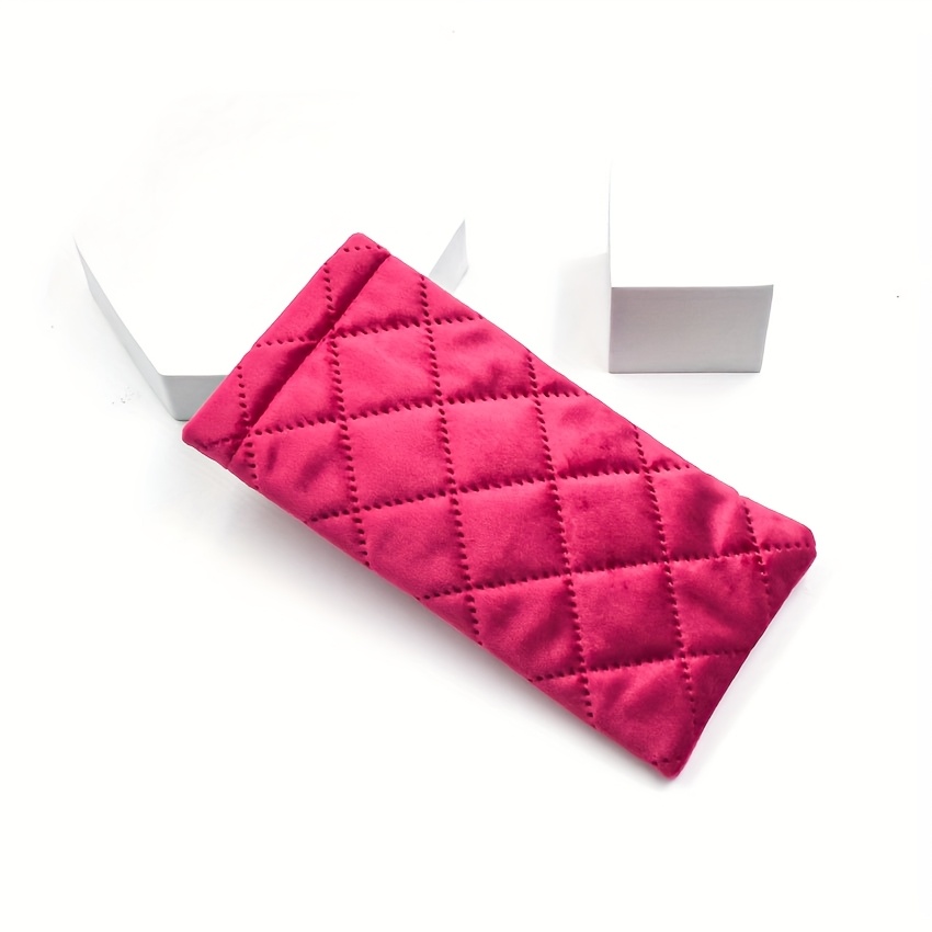 Image of Luxury Quilted Velvet Fashion Glasses Pouch, Large Soft Glasses Bag, Soft Squeeze Top Case Eyeglasses Case