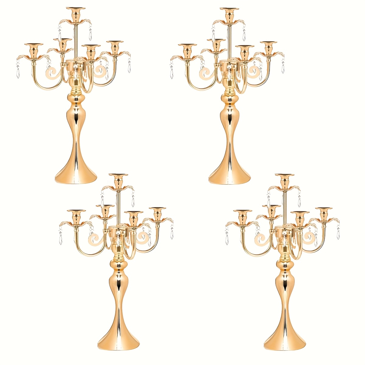 TEMU Golden Candleholder Tabletop Centerpiece, Detachable Metal Tall Candle Holder, Suitable For Taper Candles, Suitable For Wedding Centerpieces,