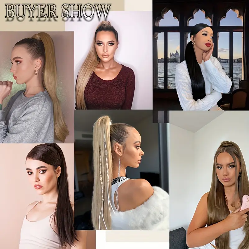 36inch long ponytail hair extensions 36 inch long straight drawstring ponytail synthetic ponytail in hair extensions ponytail womens daily wear wear halloween christmas details 6
