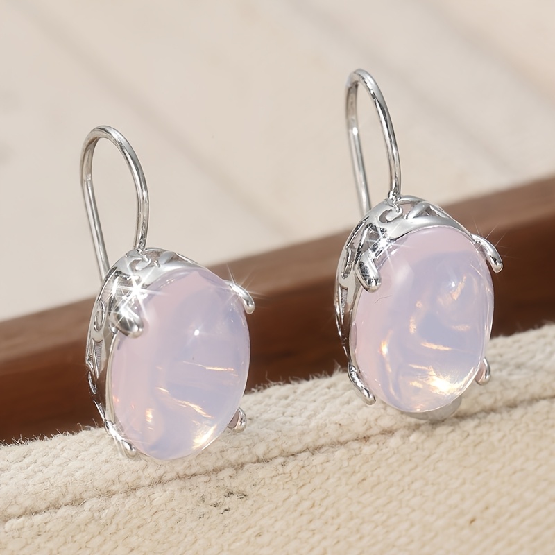 TEMU Pendientes colgantes ovalados de clásica, pendientes rosas elegantes, adecuados para que las mujeres los use en festivales diarios y citas