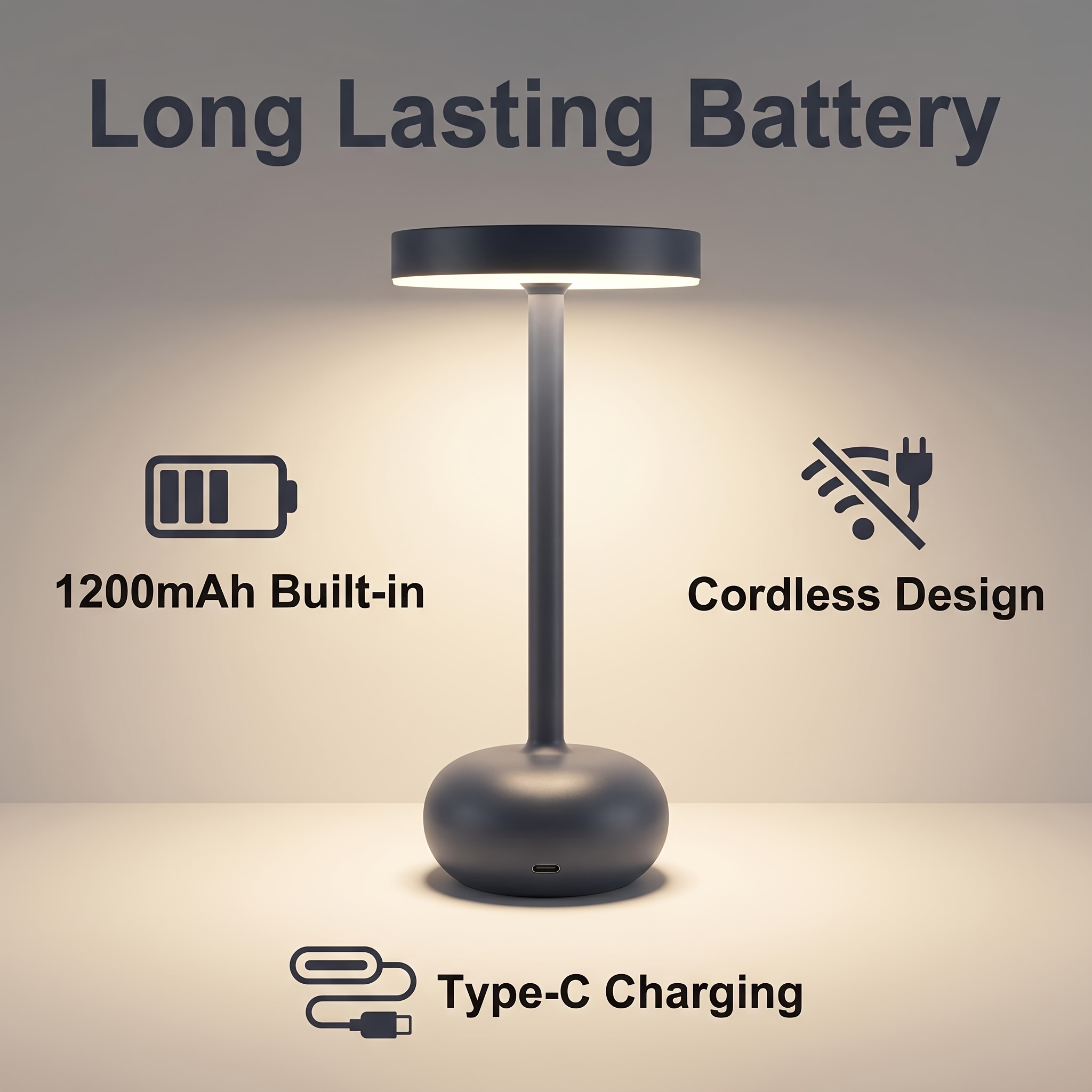 Minimalist LED Table Lamp with Touch Sensor and Infinite Dimming
