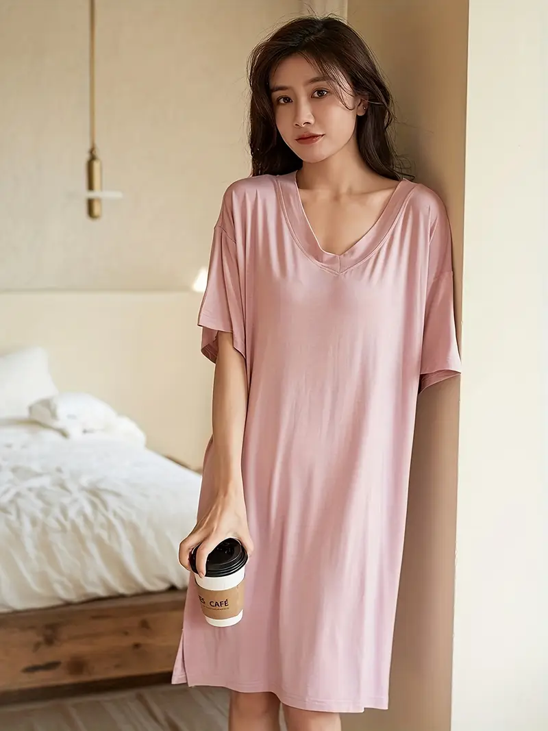 korean style night dress Summer Sexy Women Nightwear Sweet Sleepwear Nightgown Thin Korean Style Cute Night Dress Womens Short Sleeve Nighty Home Clothes