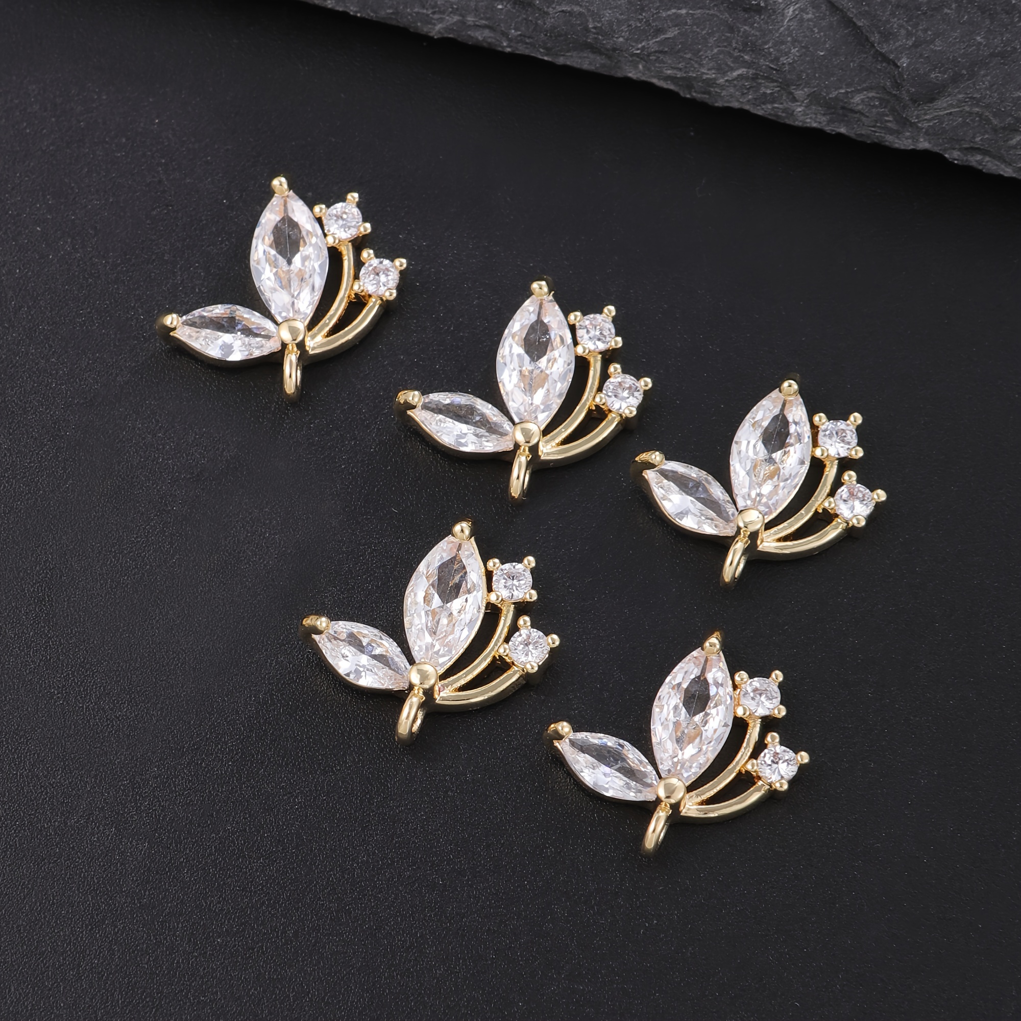 TEMU 5 Pcs. Marquise Cut Zirconia Pendants - Handmade Accessories, Suitable For Diy Necklaces, Pendants, Earrings, And Clothing/shoe/accessory Jewelry - Material: Synthetic Zirconia