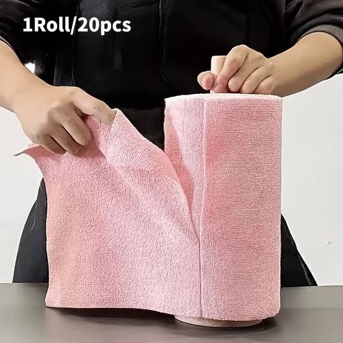 1 roll 20 reusable cleaning wipes household kitchen paper towel roll multipurpose dishcloth alternative for living room and kitchen cleaning supplies multi surface household cloths durable and machine washable