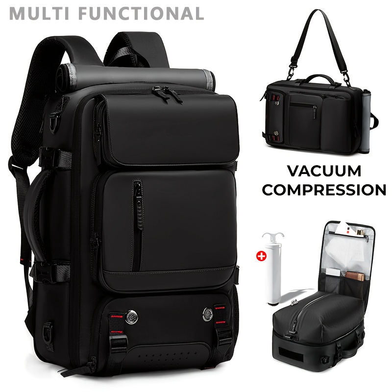 TEMU New Vacuum Compression Men's Backpack With Vacuum Pump, Business Casual Multi-functional 16-inch Laptop Bag, New Vacuum Bag, Airline-approved