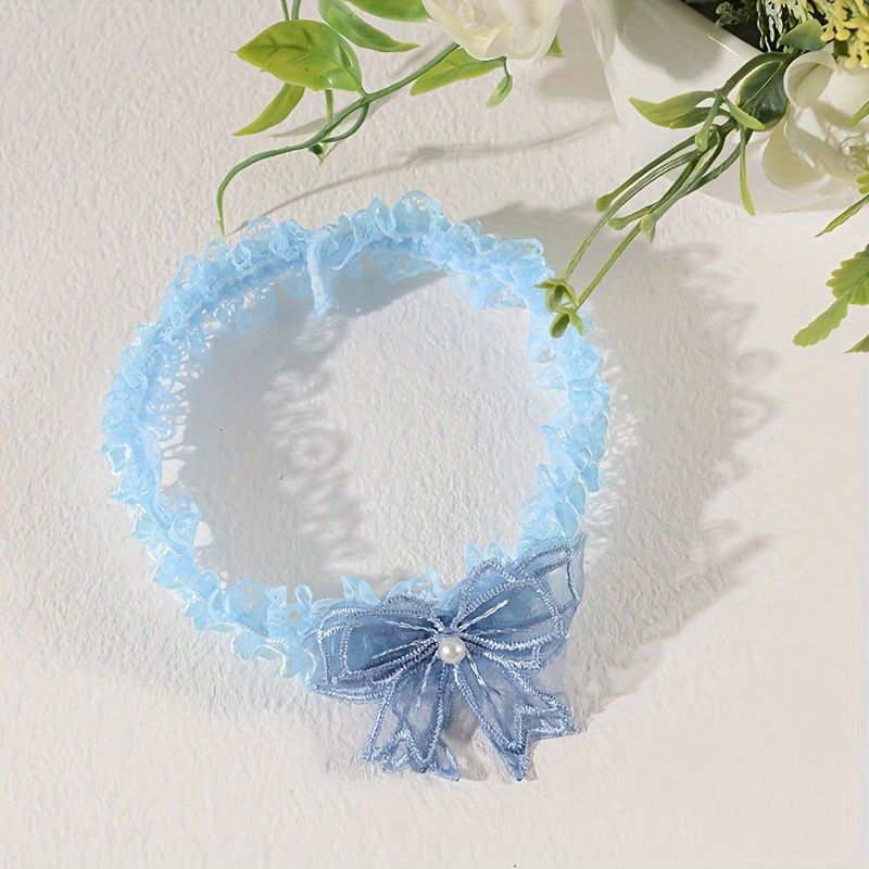 1pc blue lace elastic garter elegant double layer bow - Temu