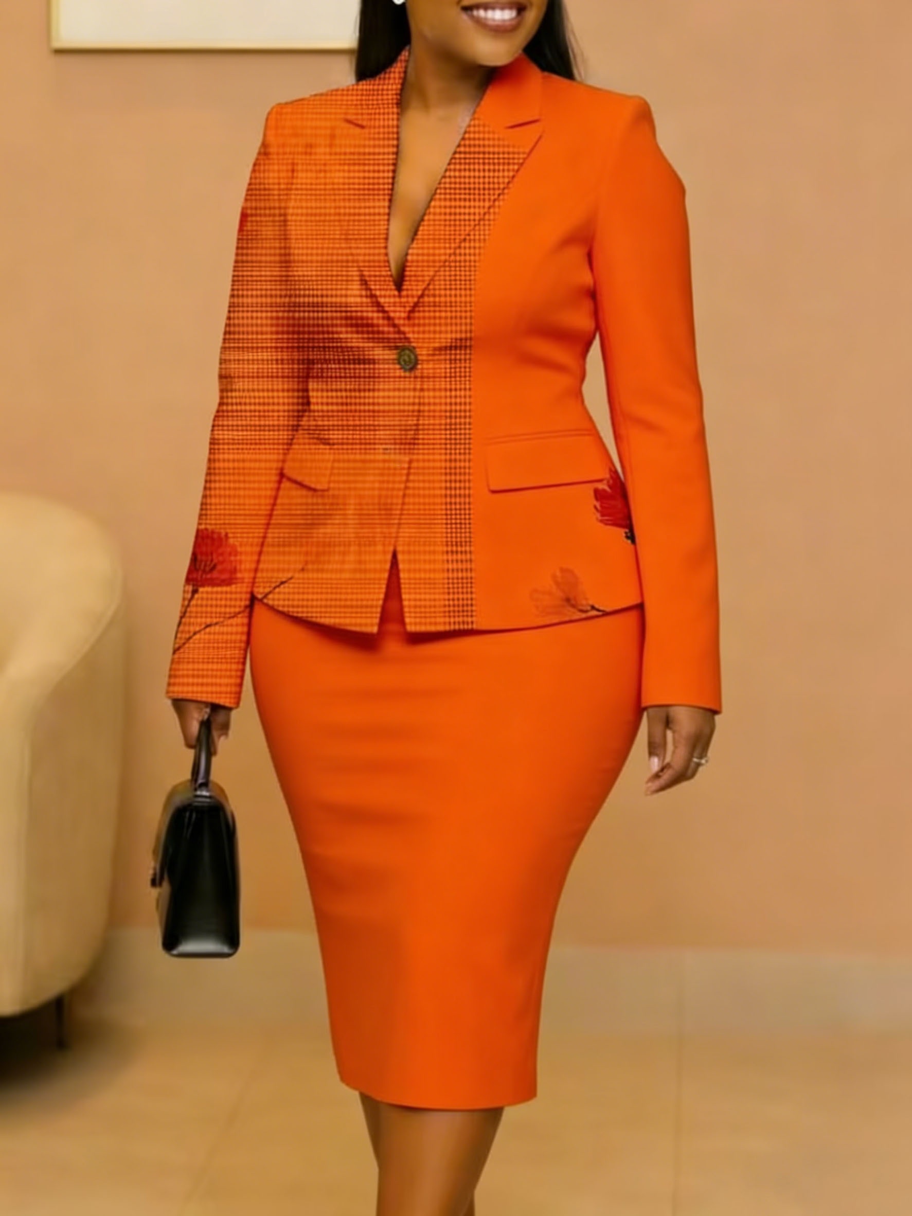 Women Elegant Business Casual Suit Set Pencil Skirt