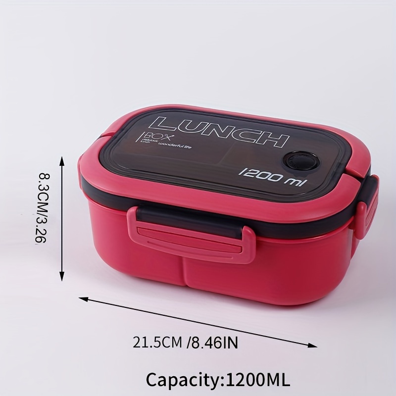 TEMU 1pc 1200ml 2-layers Sealed Lunch Box , Microwavable Bento Box With For Office