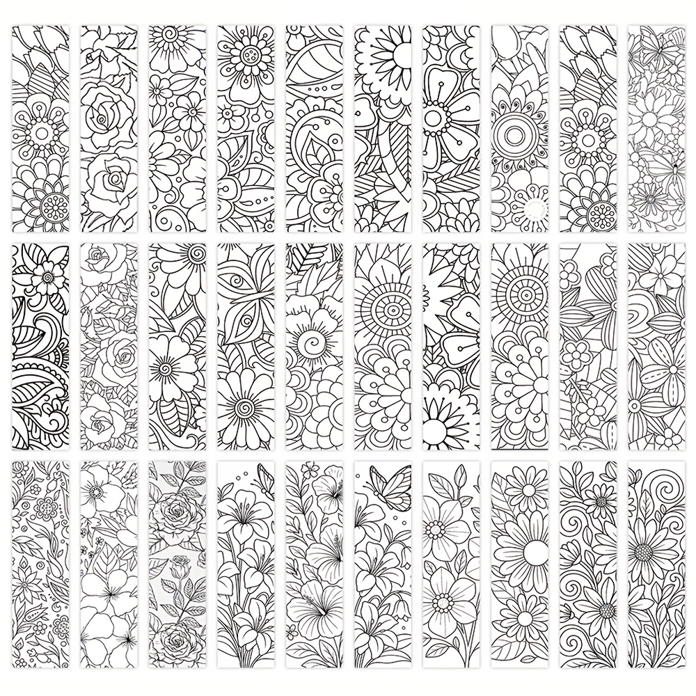 TEMU 30pcs Mandala Bookmarks Suitable For Book Lovers Gift, Floral & Abstract Coloring Bookmarks With Diy Page Markers, Coloring Book Pages Dividers