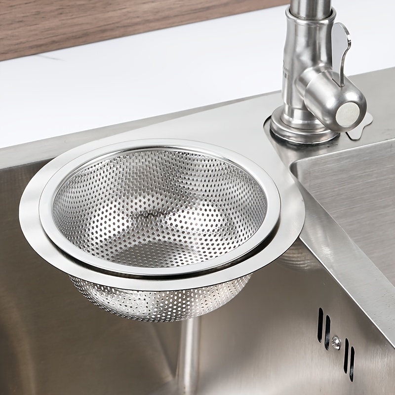 

Stainless Steel Kitchen Sink Strainer With Handle - Multifunctional Mesh Drain Filter For Food Residue, Pasta & Vegetable Washing - Space-saving , Kitchen Sink Drain Strainer