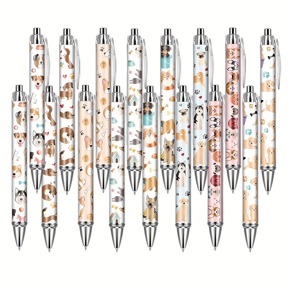 Image of A Set Of 16 Adorable Dog-themed Ballpoint Pens, Perfect For Gifts, Cute Additions, Stationery, School, Home Office Organization, And Decoration, Ideal For Valentine's Day Presents For Her