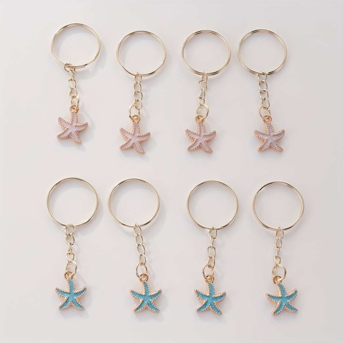 

Cartoon Cute Starfish Keychain Pendant Alloy Drip Oil Decorative Keychain For Men And Women, Supplies Gift 8pcs