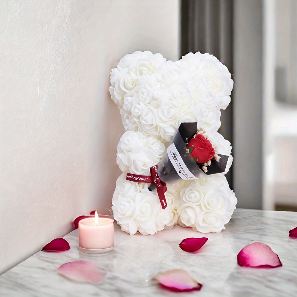 

Valentines Day Artificial Rose Bear With Plastic Flowers - Weddings, Day, Teacher Appreciation And