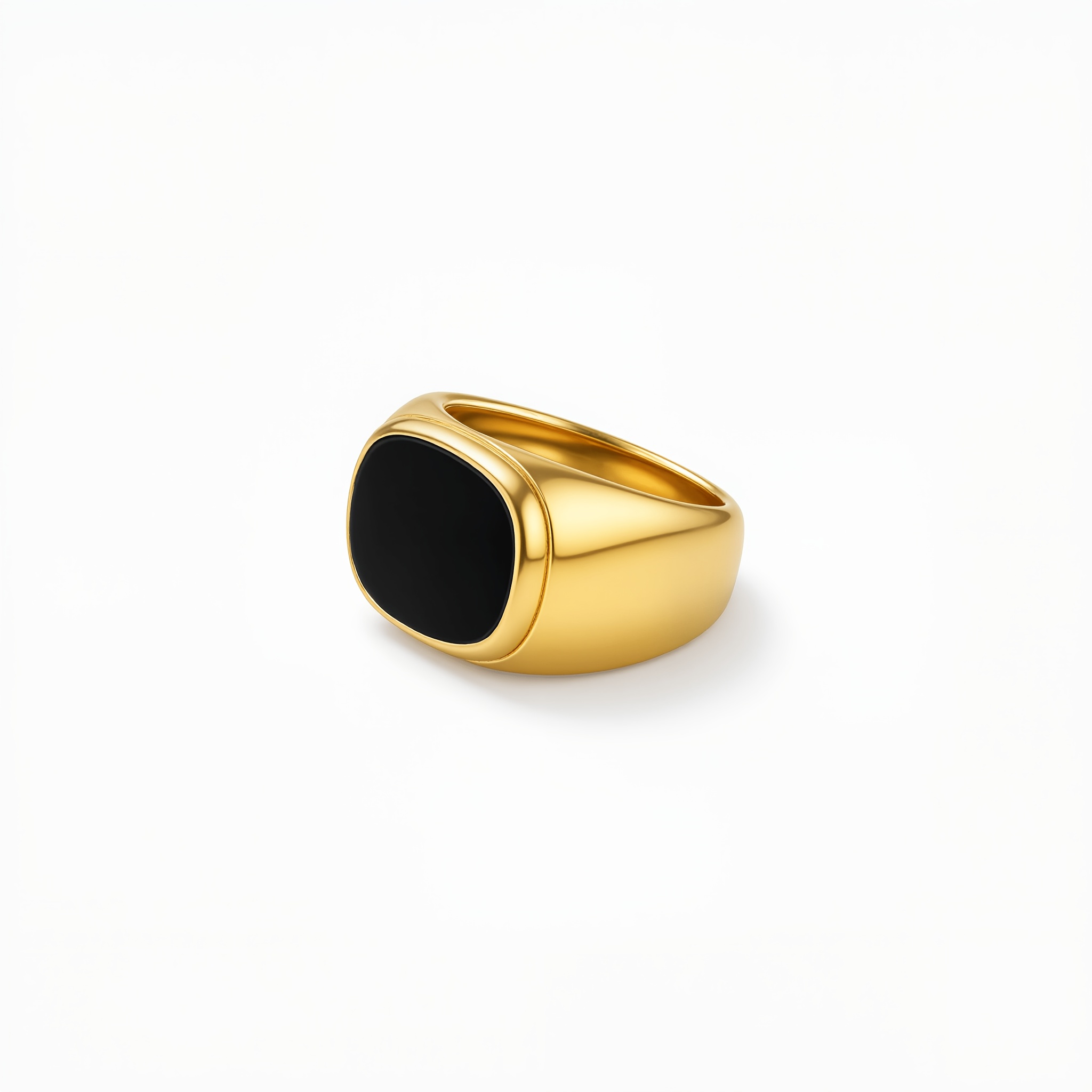 Classic Vintage Stainless Steel Square Two-Tone Ring, Unisex