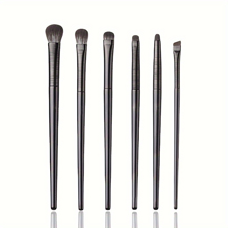 

6pc Eye Makeup Brush Set, Precision Detailing For Eyeshadow, Liner, Shading, Concealer, Angled Crease & Lower Lash Line, Synthetic Fibers