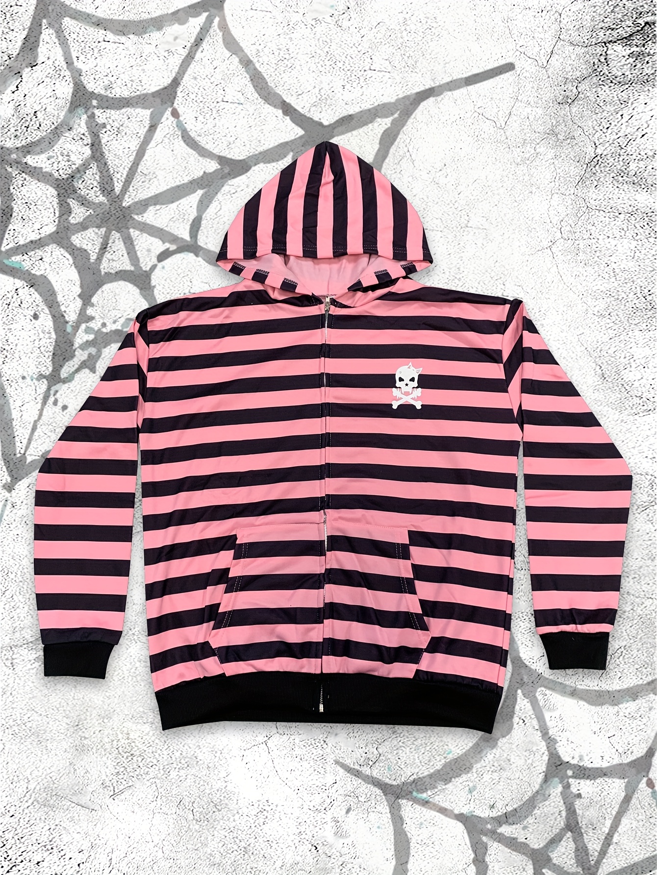 womens mens y2k   striped hoodie oversized pullover sweatshirt machine washable fall winter streetwear for couples gothic graphic apparel trendy outfit edgy skull motif comfortable wear unisex   style durable fabric casual sweatshirt     0