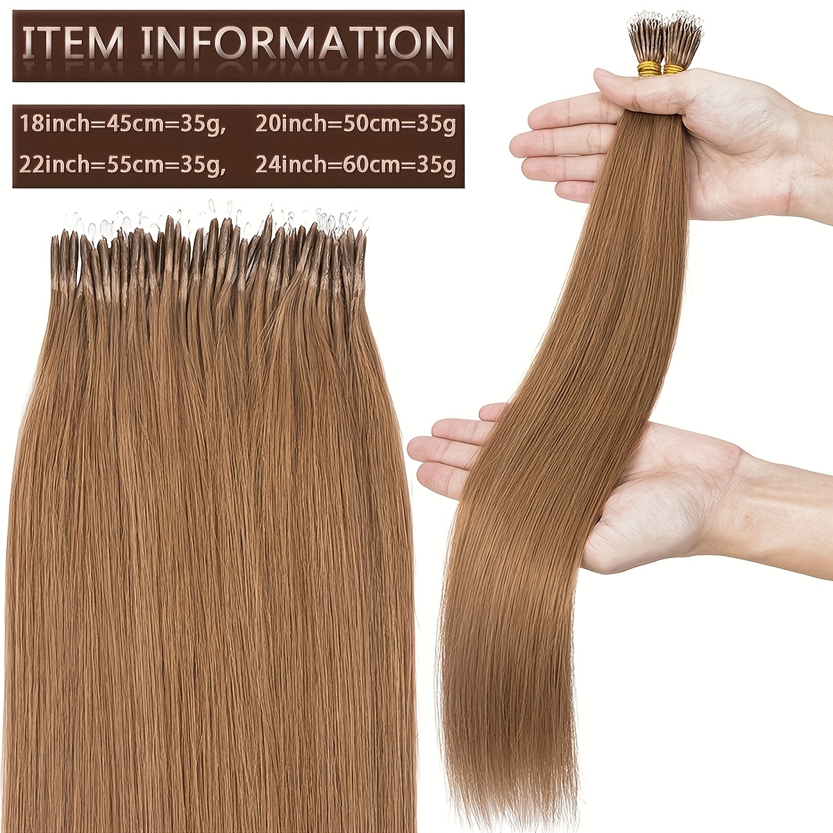 0 7g strand nano rings human hair extensions 50pcs micro links hair nano bead prebonded straight blonde hair details 3