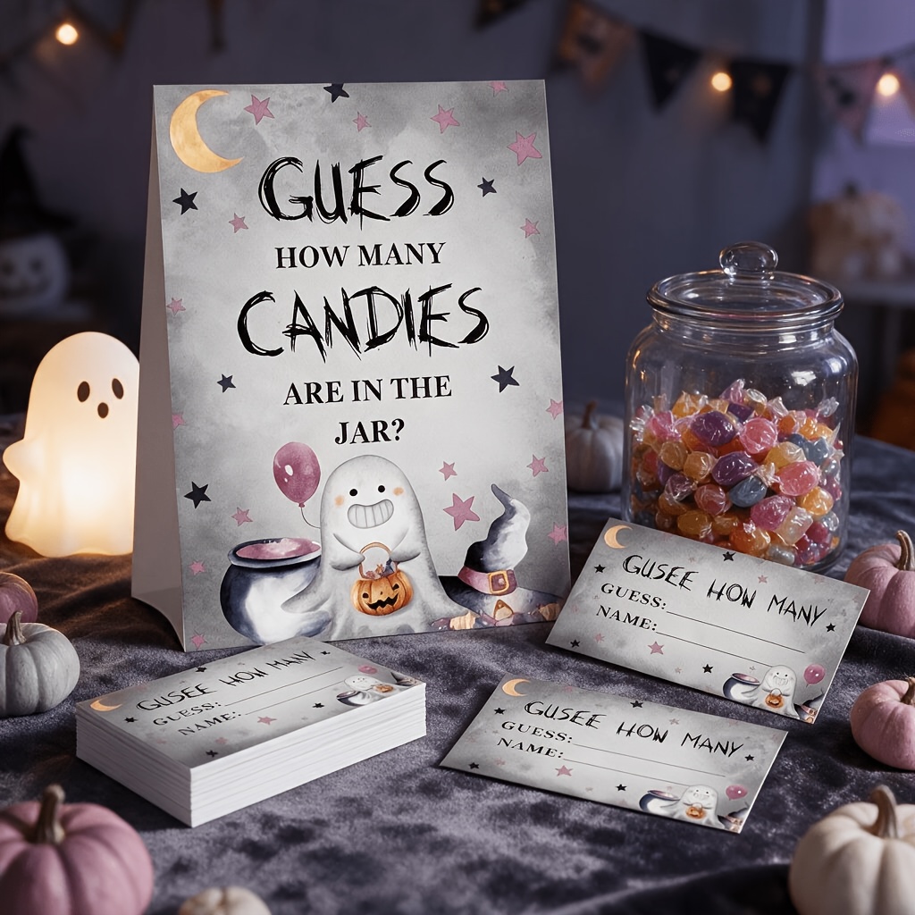 TEMU 51pcs Halloween Candy Corn Game, 50 Cards And 1 Sign - Halloween Party Game For Birthday Shower Wedding Shower Autumn Holiday Party Games &