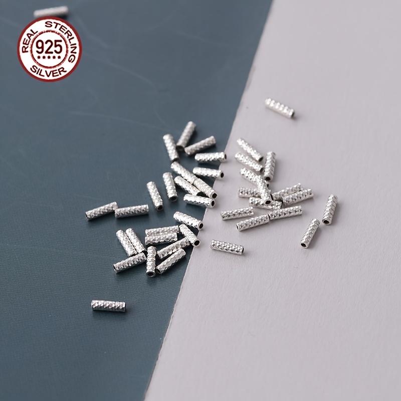 30pcs Pure Silver Round Tube Beads for DIY Jewellery Making