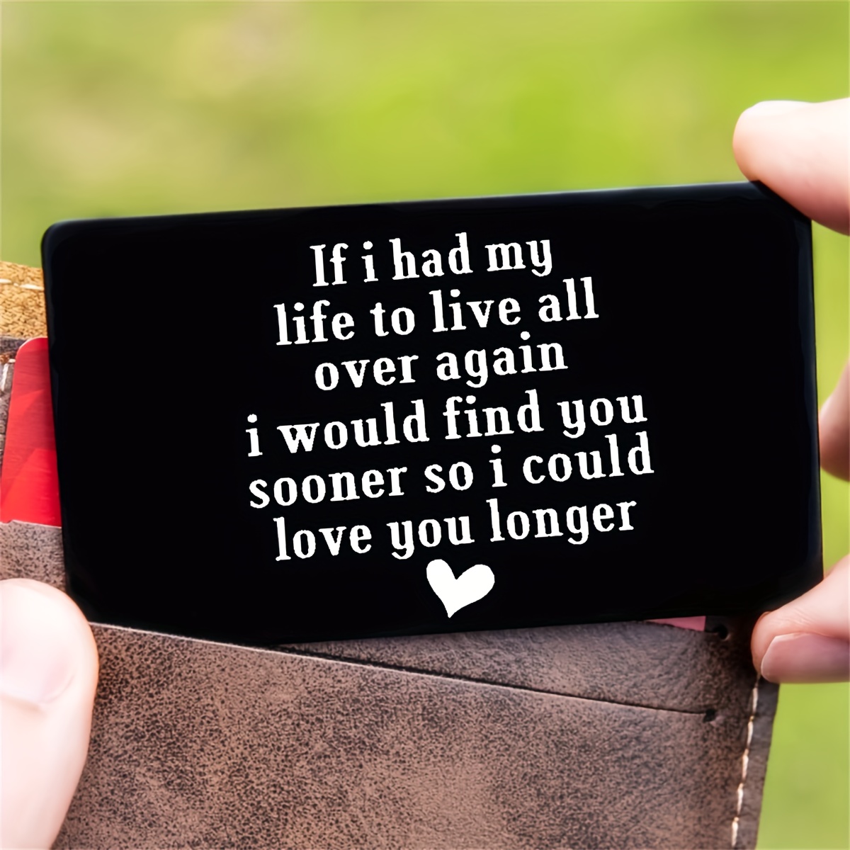 

Romantic 'if My Life To Live Over Again' Engraved Wallet Insert Card - Perfect Gift For Boyfriend, Husband On Birthday, Anniversary, Valentine's Day - Aluminum Alloy, Black