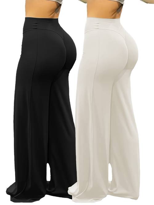 two cross border womens large sized yoga wide leg pants for sports fitness outdoor yoga exercise and daily casual wear
