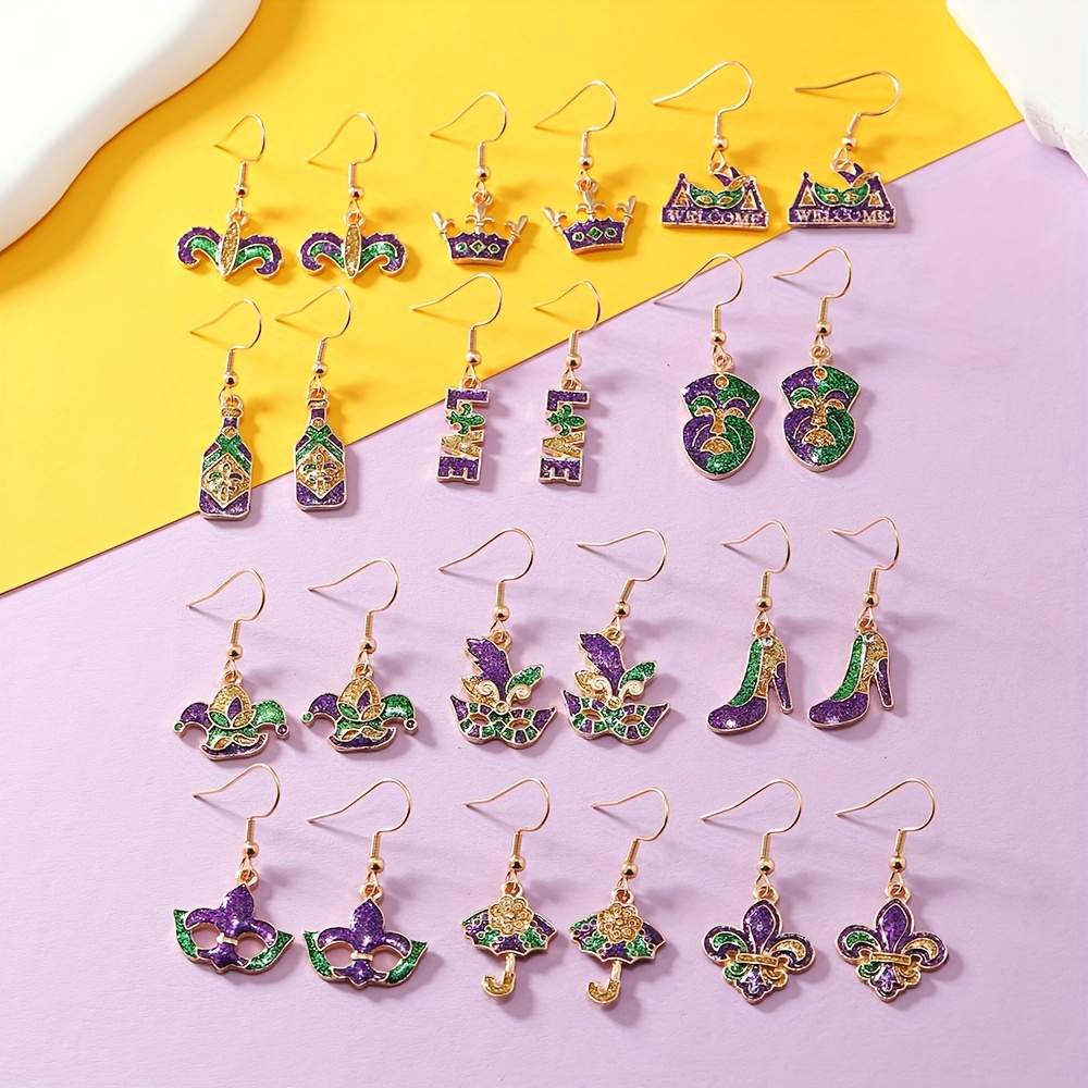 temu mardi gras earrings