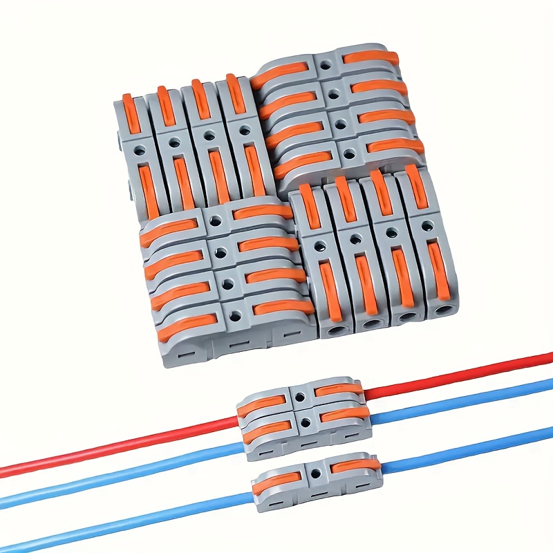 50 piezas de conectores de cable multifuncionales de terminal de conexión rápida con orificio, abrazadera de alambre con bloque de terminales de varilla de accionamiento bidireccional para fijar cables flexibles