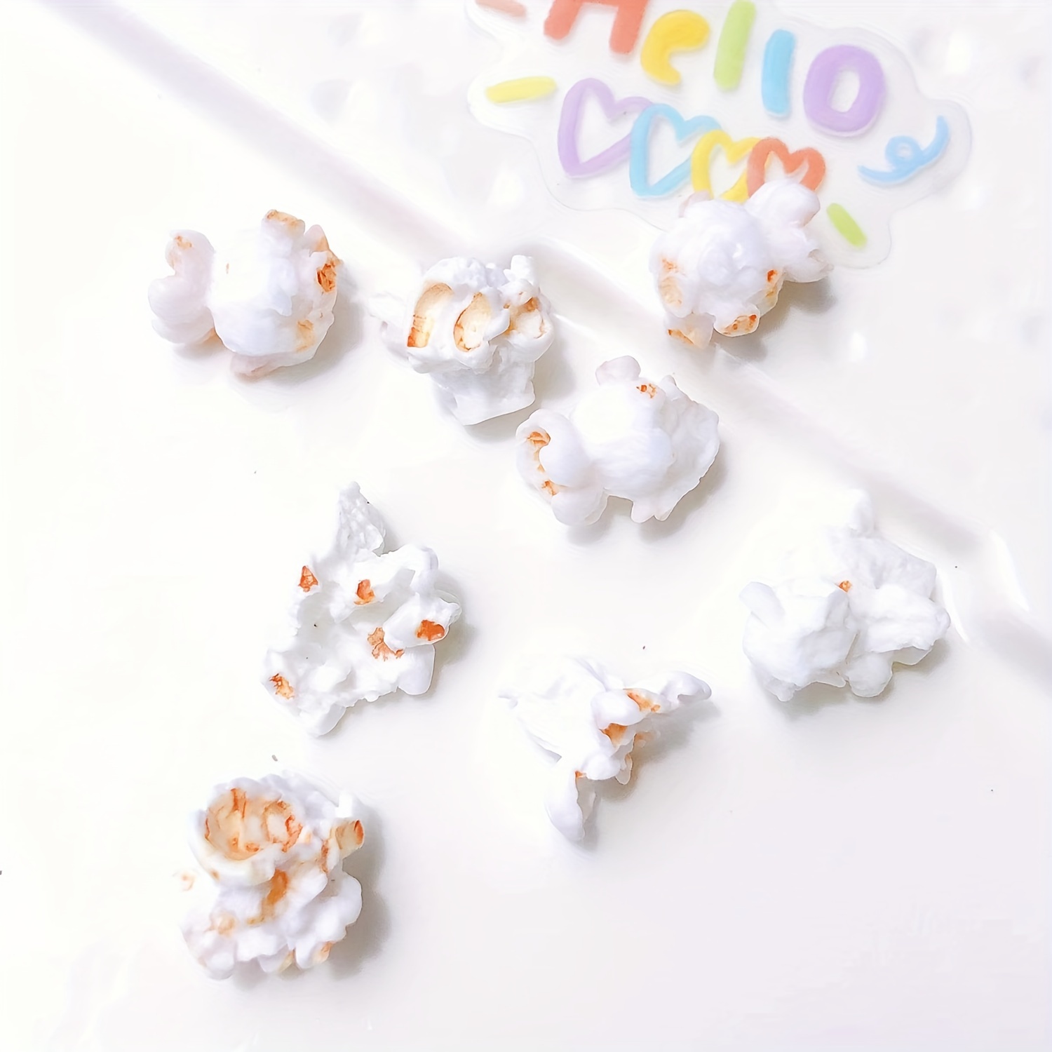 

20pcs Popcorn-inspired Resin Charms For Diy Hair Clips & Necklaces - Craft Accessories