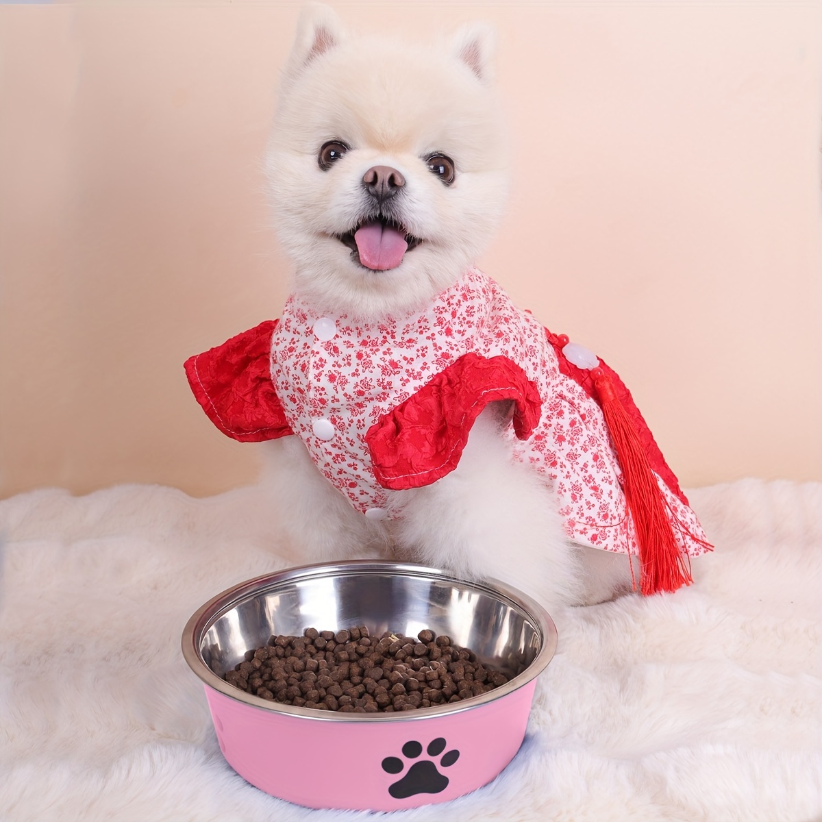 

Supet Stainless Steel Dog Bowl With Colorful Paw Print - Non-slip, Rust-resistant Feeding Dish For Small To Large Breeds