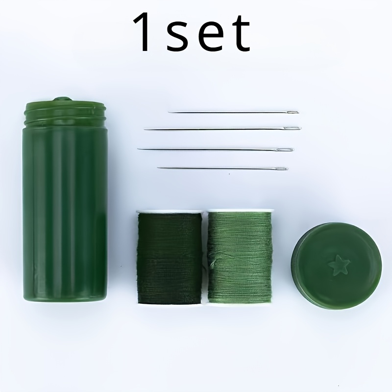 Image of 1/2/3sets, Sewing Project Kits With Compact Army Green Cylinder Case, Emergency Repair Essentials, Threads, And Travel Sewing Supplies For Quick Fixes