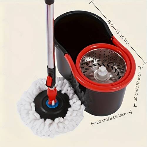 hands free rotating mop system with retractable mop wringer bucket one swipe cleaning suitable for floors bathrooms kitchens suitable for living room bedroom balcony effortless one person household cleaning