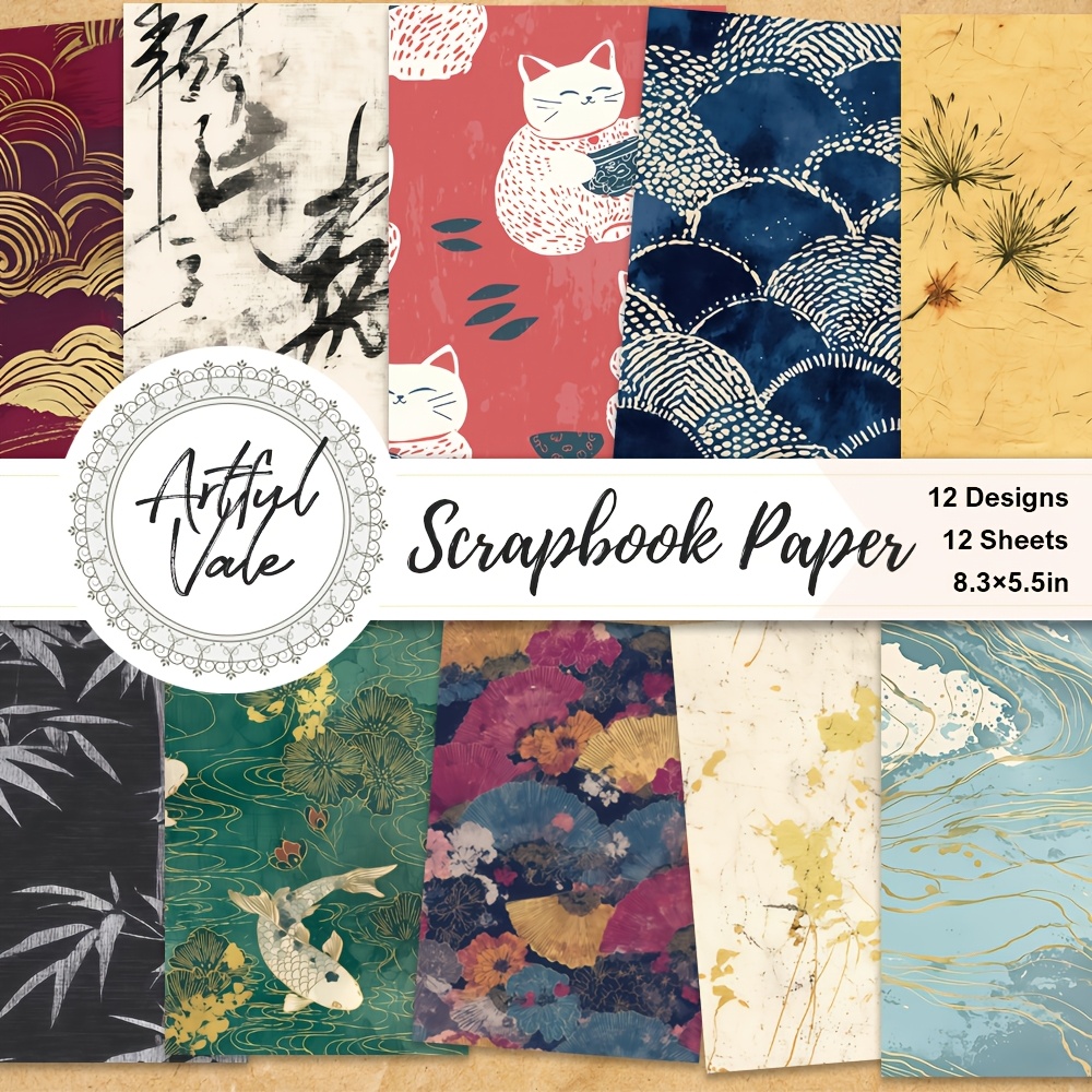 TEMU 12 Sheets Retro Paper, 8.3× 5.5'', Diary Scrapbooking Supplies, Crafts, Decorative Craft Paper For Gift Packaging, Album Planning And Aesthetic