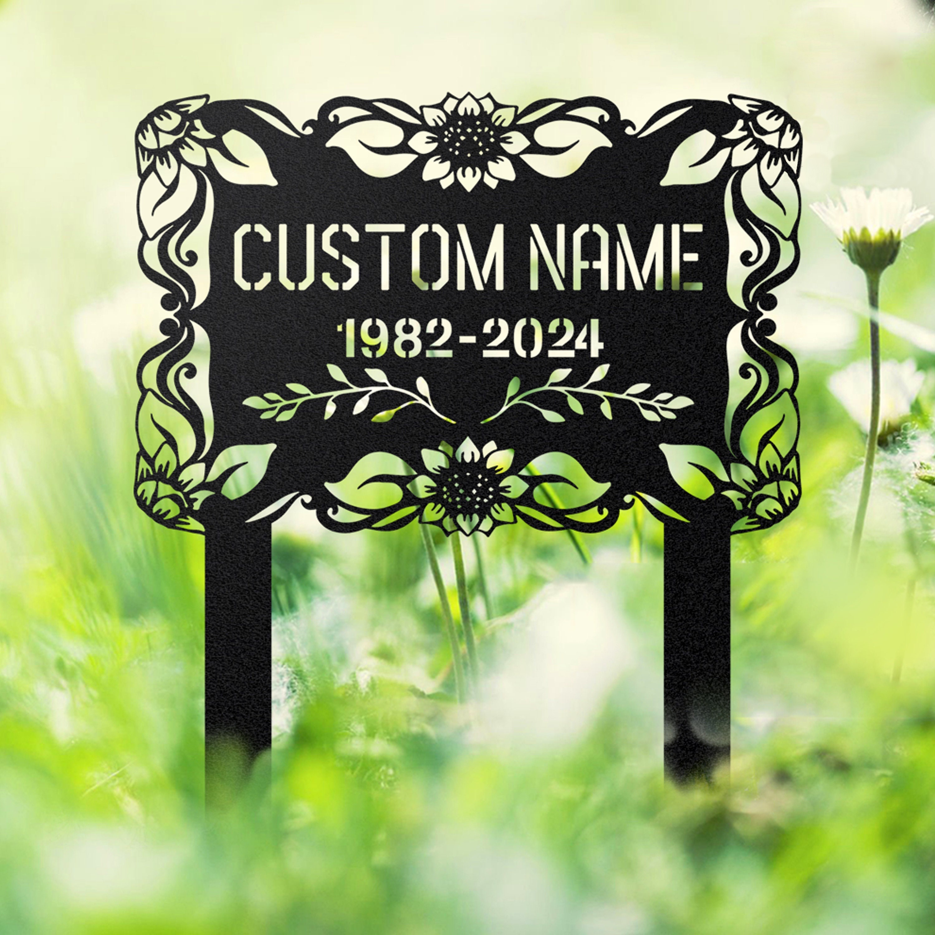 

Custom Name Memorial Garden Stake - 1982-2024 - 40cm/15.74in X 34.6cm/13.62in - Metal Garden Decoration - Wedding - Outdoor - Lawn - Artistic - No Battery Required