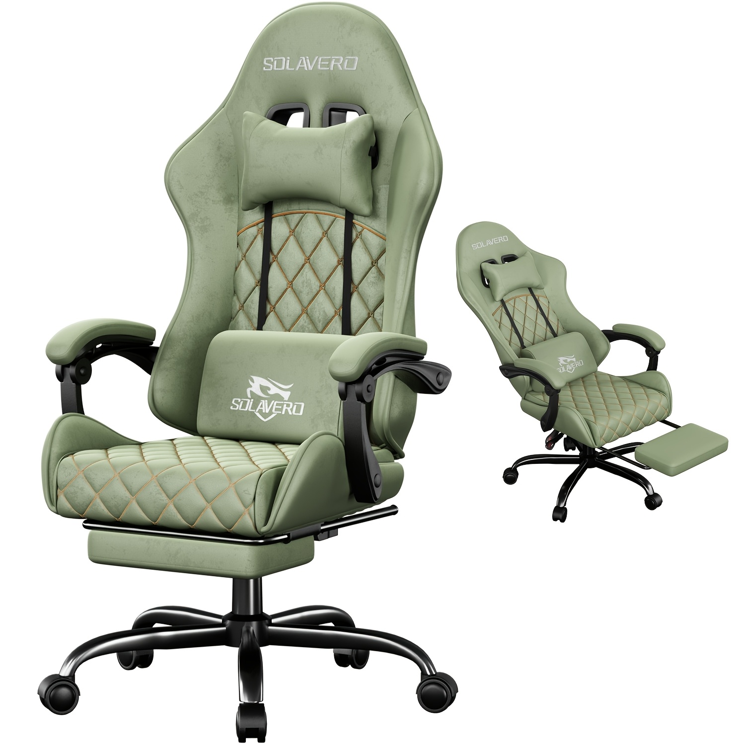 Image of Gaming Chair Made Of Fabric Featuring A Massage Function And Lumbar Support, Adjustable Height For Office Use, With A Headrest For Adults, A Perfect Gift For Men, Base, In 8 Colors