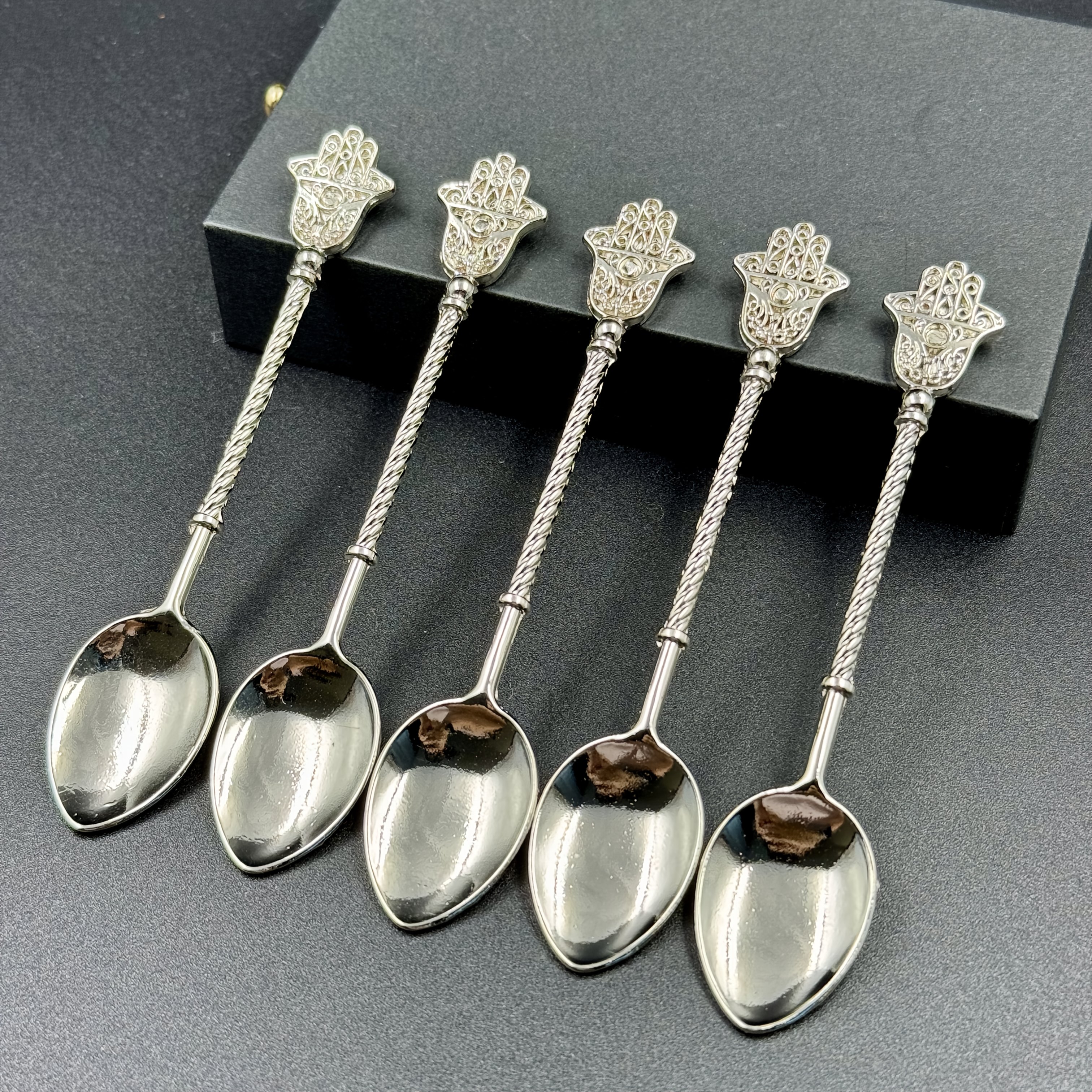 5pcs Middle Eastern Hand Coffee Spoons Set - Exotic Tea Dessert Stirring Spoons For Home, Gifts & Afternoon Tea