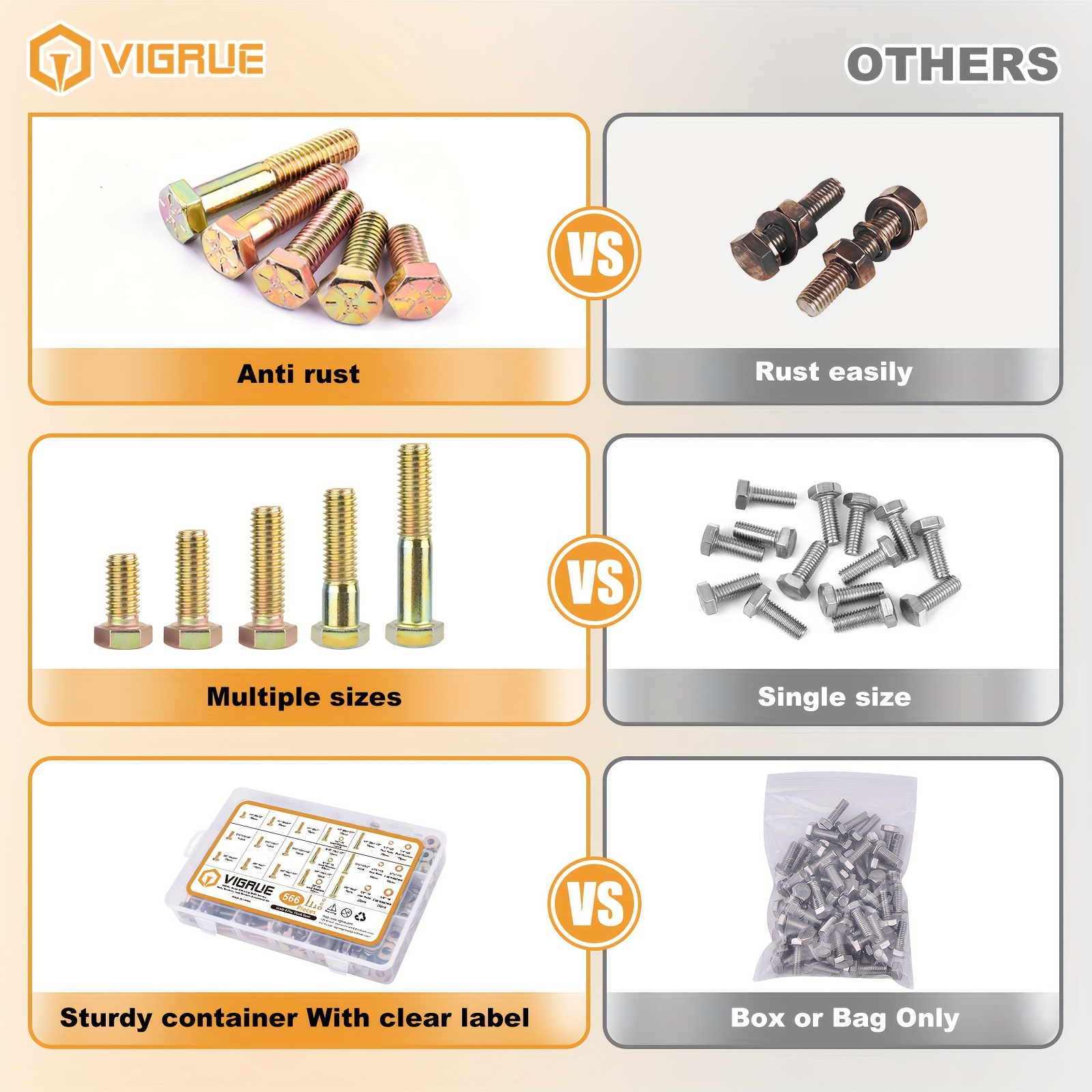 Kit D'assortiment De 566 Vis Et écrous Findmall - 15 Tailles (1/4-20, 5/16-18, 3/8-16...) En Acier
