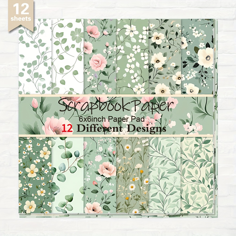 TEMU 12 Sheets Paper, 6× 6'', Card Making, And Journaling, Diary Scrapbooking Supplies, Background For Albums, Diy Crafts, Decorative Straight Paper