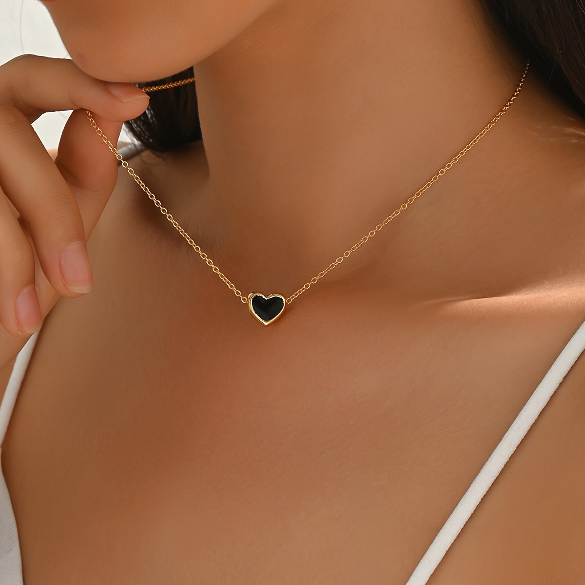 1pc Necklace Heart Peach Lockbone Chain Neck Chain Exquisite Elegant Fashion Accessory Women' Wear Valentine's Day Gift For Friend