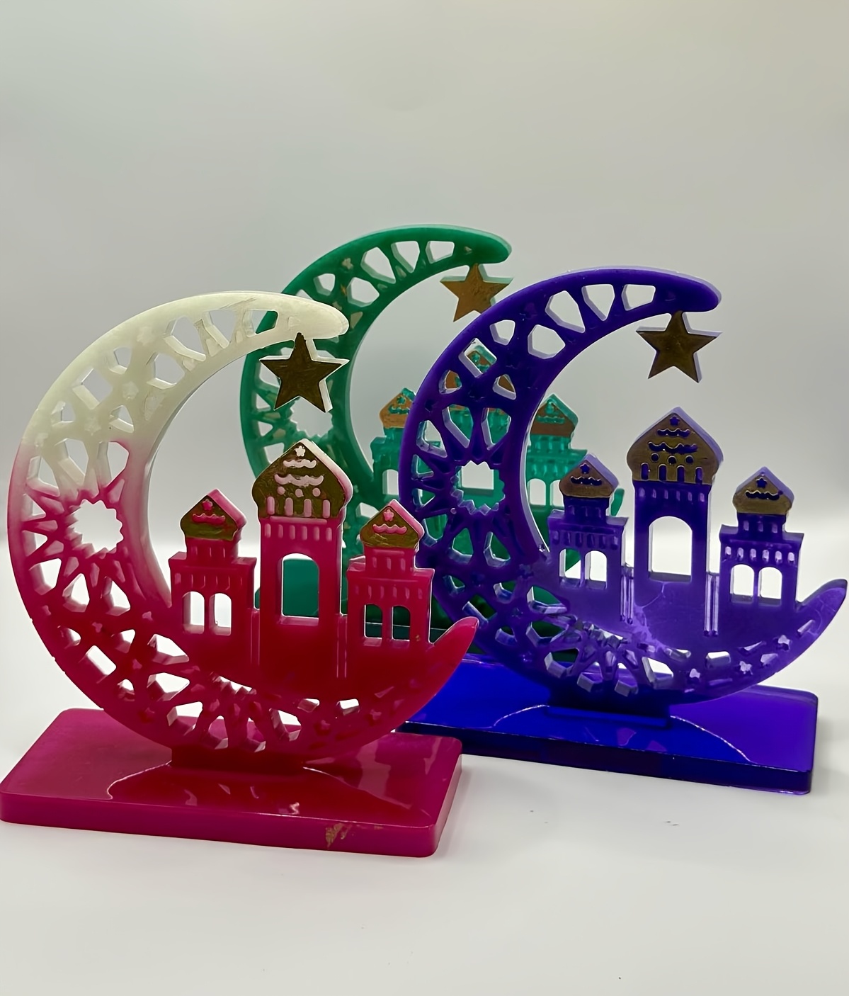 moon display rack resin silicone molds with hollowed out star and     base suitable for with plaster clay concrete or resin ideal for crafts home decor ramadan eid gifts durable easy to demold reusable Product details 6