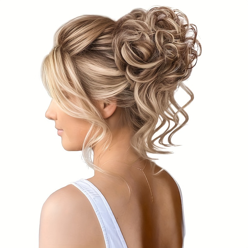 

Elegant Curly Hair Bun Claw Clip, Versatile Messy Updo Hairpiece For Women, Synthetic Wavy Hair Bun For Daily And Formal Use, Easy Detachable Clip, Fits All - Blonde Mix