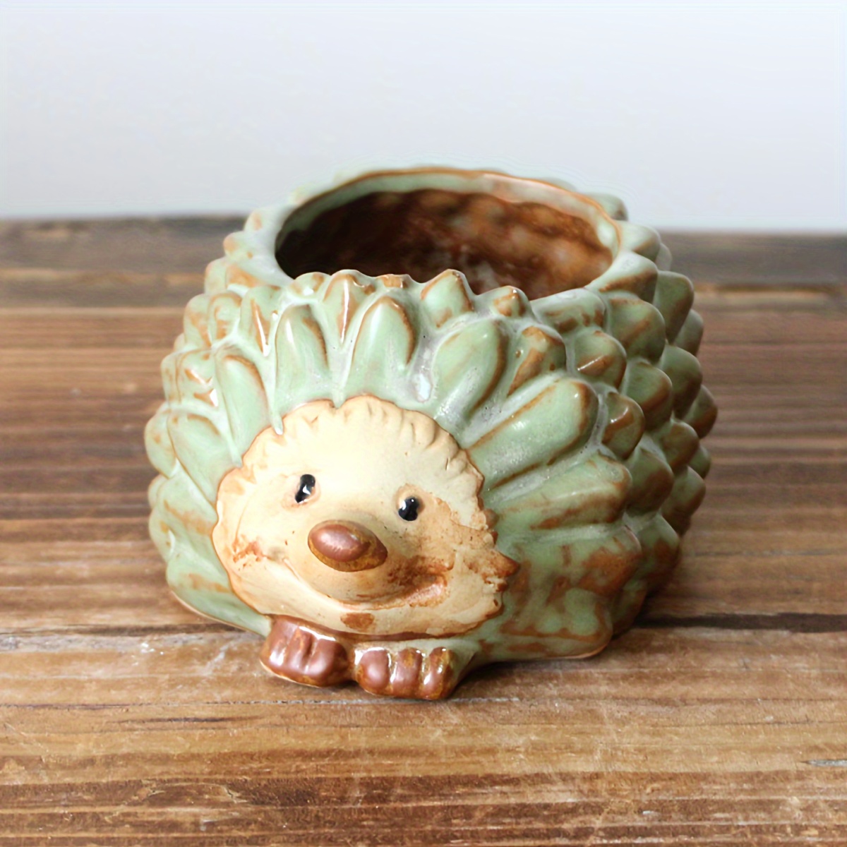 

1pc Ceramic Hedgehog Succulent Planter Pot, Retro Style Glazed Pottery, 4.72x2.17in Decorative Flower Pot For Home & Garden Decor