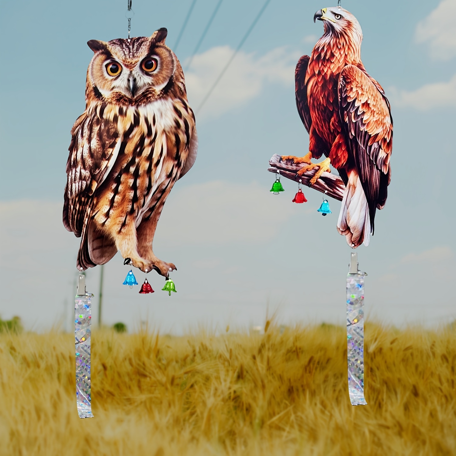 

1pc Metal Fake Owl And Eagle Hanging Owl(eagle) To Keep Birds Away Reflective Hanging Bird Decoration With Reflective Tape Effective Bird Control Device To Keep Birds Away From Outdoor Garden Yard