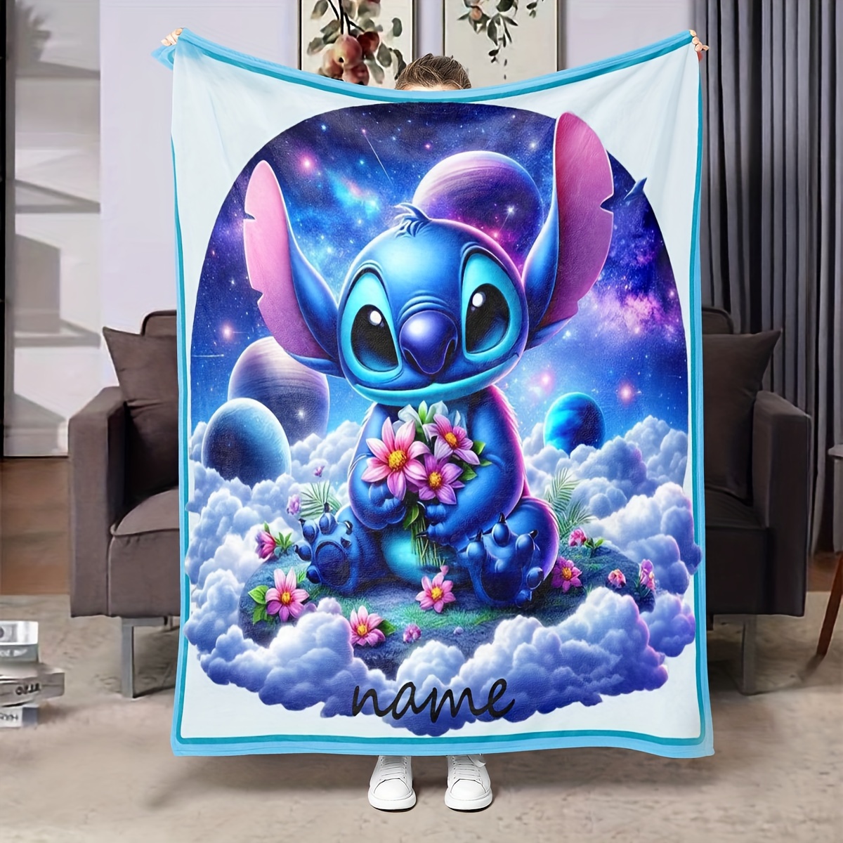 

1pc Printed Fleece Blanket, And , , , Multipurpose For Sofa, Bed, Napping, And , , , , 200-250g Polyester