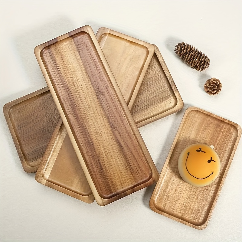 

Wood Serving Platter - 1pc Rectangle Charcuterie Board, Small Cheese Tray For Kitchen Counter, Bathroom, Home Decor, Party