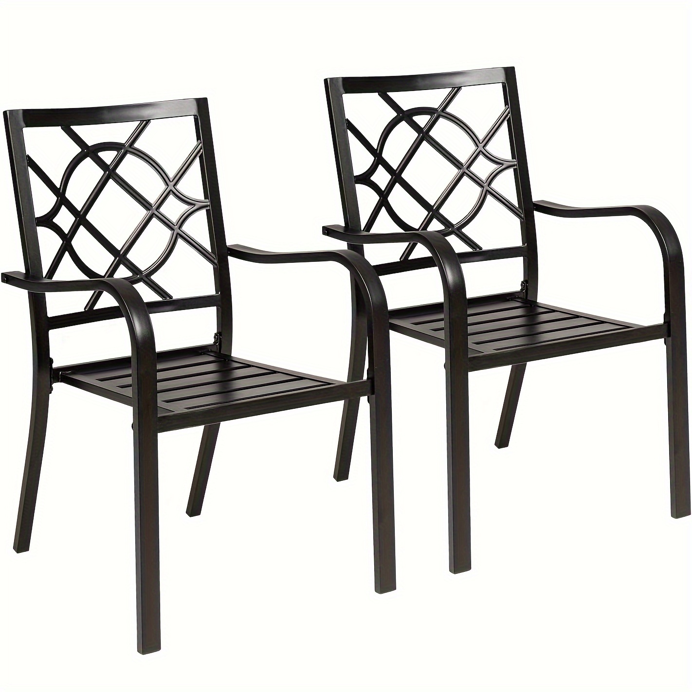 

2 Pcs Patio Chairs Outdoor Metal Stackable Dining Chairs, Black