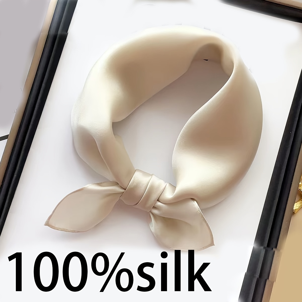 TEMU Écharpe de tous : un accessoire polyvalent et délicat multicolore en 100 % soie. Cette petite écharpe carrée unie peut également être utilisée